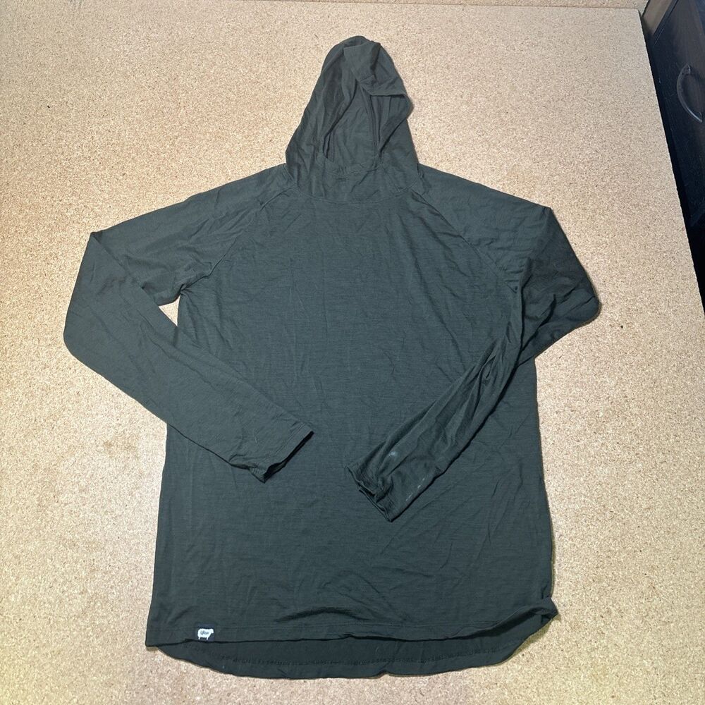Wuru Wool Co  Lightweight Hoodie Merino Long Sleeve XL Heather Green Flaw I1